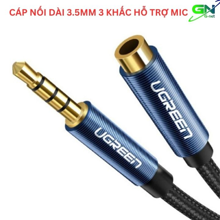 Dây nối dài loa tai nghe jack 3.5 3 khấc hỗ trợ mic UGREEN