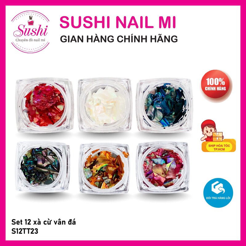 Set xà cừ vân đá phụ kiện trang trí móng 12 hủ - Sushi nail mi