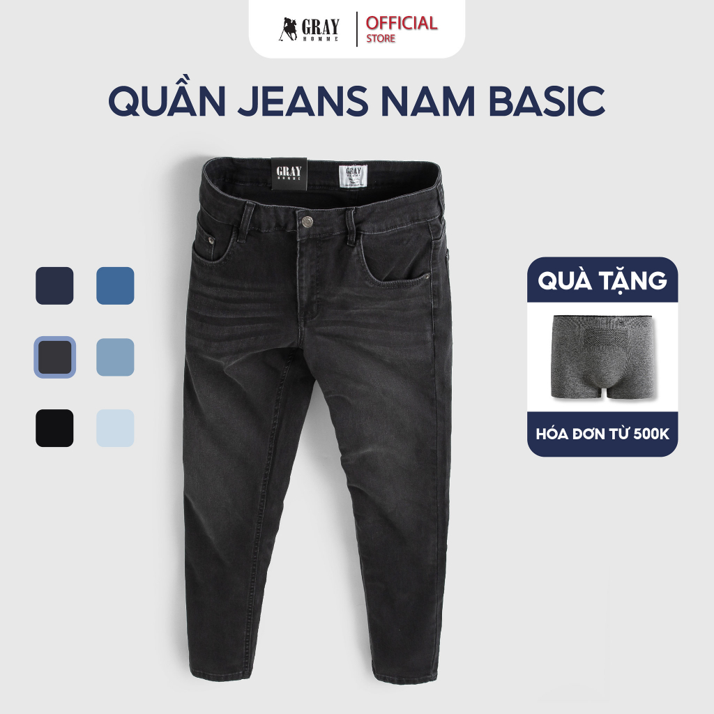 Quần Jean Nam Co Giãn Tốt GrayHomme cao cấp, Phom Ôm Vừa, Trẻ Trung, Thanh Lịch BJ039-PRO