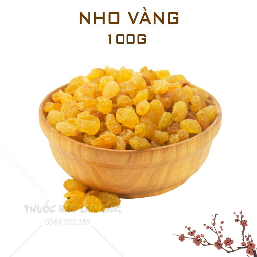 Nho vàng khô không hạt 100g (hàng loại 1, đồ ăn vặt, làm bánh)