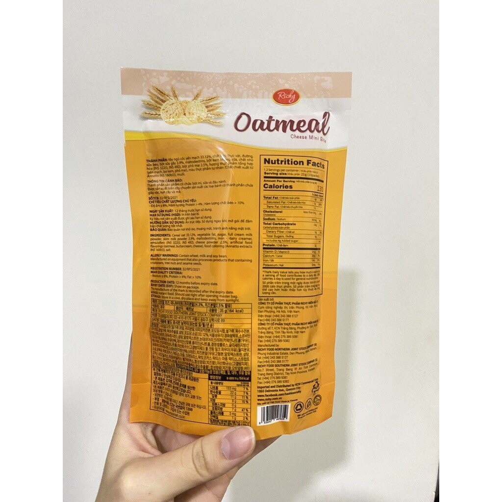 Bánh Yến Mạch Richy Oatmeal Cheese Mini Bite Vị Phô Mai