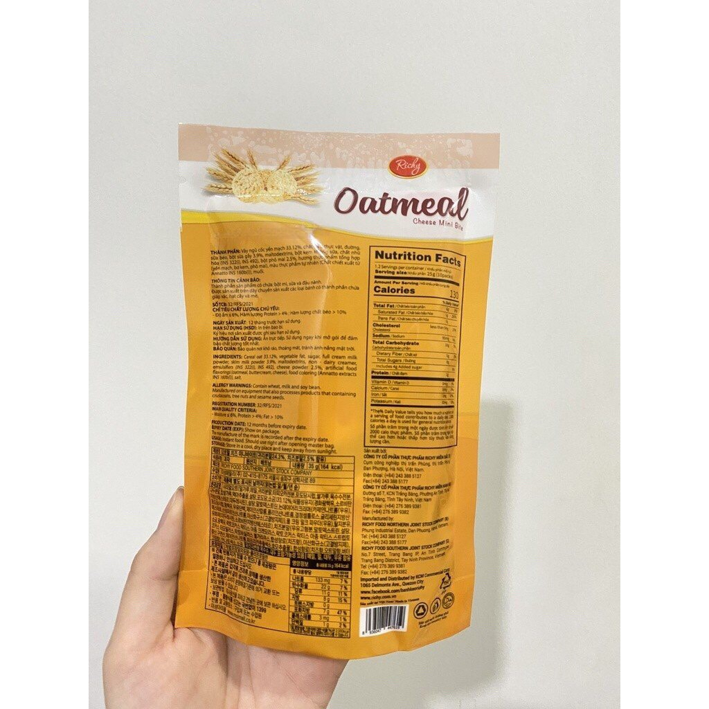 Bánh Yến Mạch Richy Oatmeal Cheese Mini Bite Vị Phô Mai