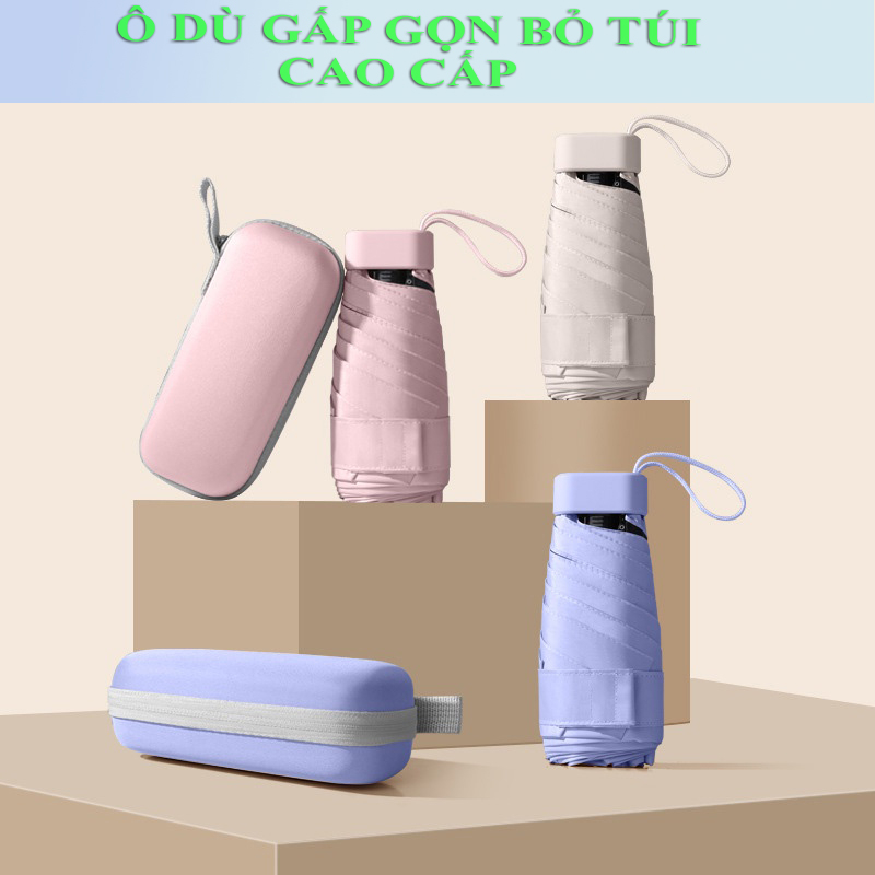 ô dù gấp gọn mini cao cấp 14cm siêu nhẹ chống nắng mưa bỏ túi tiện dụng