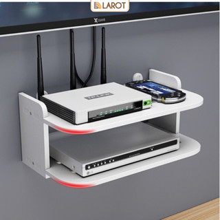 Kệ wifi treo tường 2 tầng không cần khoan để đầu thu kỹ thuật số, remote, điện thoại -  IG407