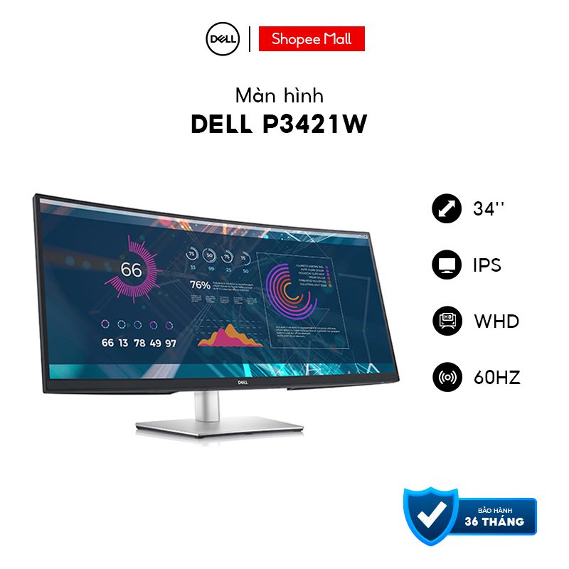 Màn hình Curved Dell P3421W, 34'', IPS, WHD, 60Hz, 5ms