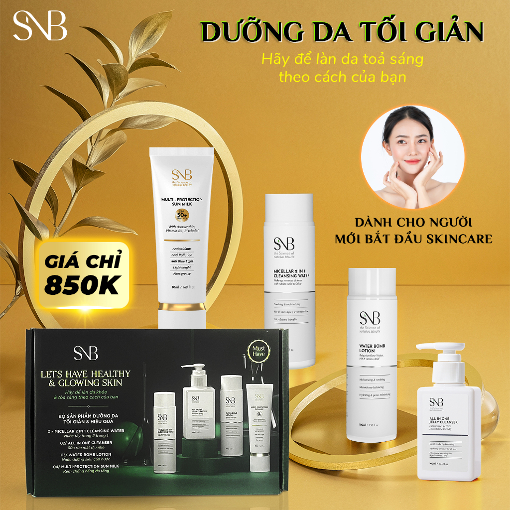 Bộ Sản Phẩm Dưỡng Da Must Have SNB Tối Giản & Hiệu Quả Dành Cho Mọi Loại Da