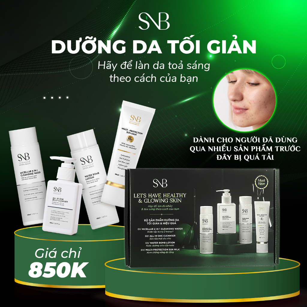 Bộ Sản Phẩm Dưỡng Da Must Have SNB Tối Giản & Hiệu Quả Dành Cho Mọi Loại Da