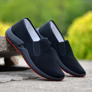 Giày lười vải nam a50 đế 3cm kiểu dáng cơ bản-màu đen