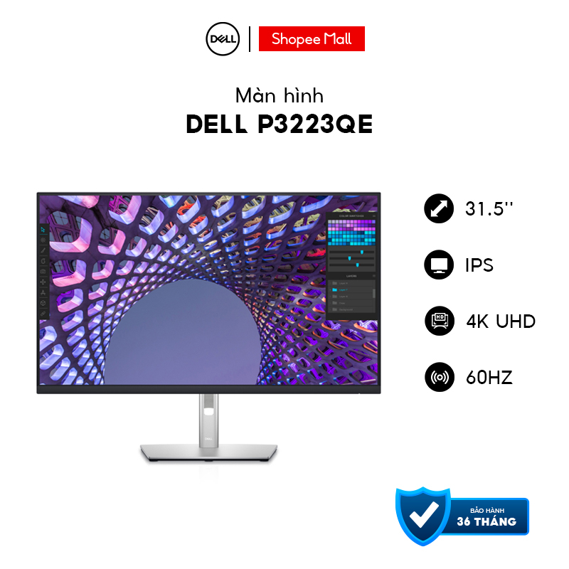 Màn hình Curve Dell P3223QE, 31.5'', IPS, 4K, 60Hz, 5ms