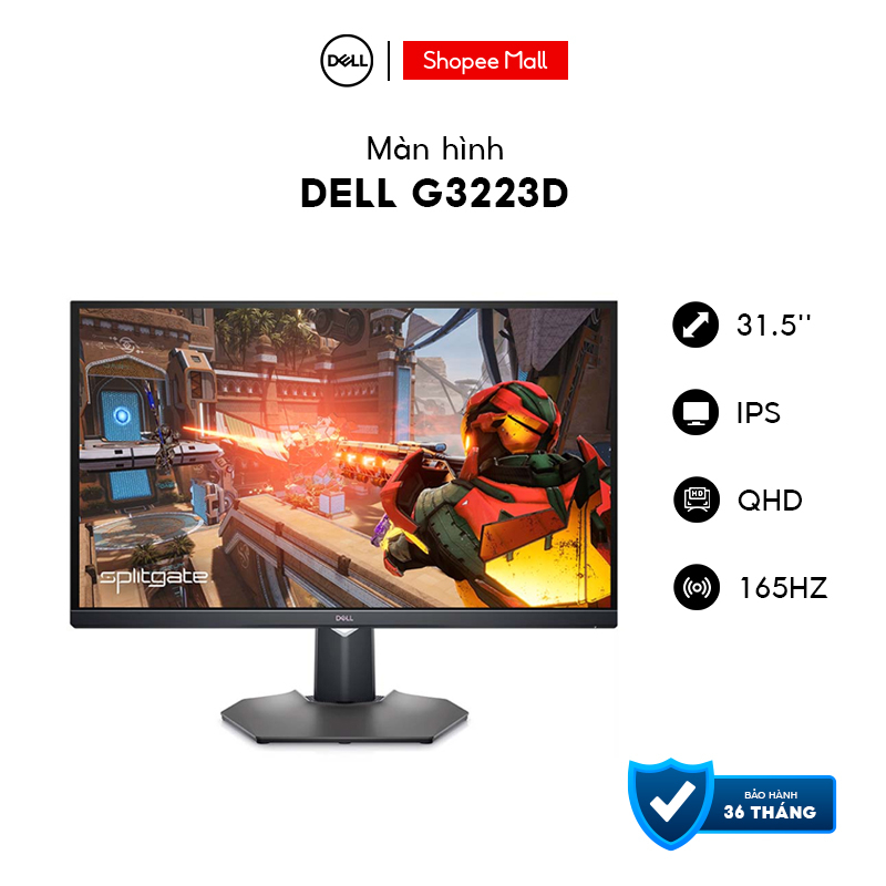 Màn hình Flat Dell G3223D, 31.5'', IPS, QHD, 165Hz, 1ms