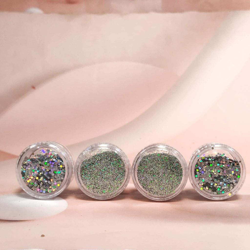 Bột Kim Tuyến Ngũ Sắc HUNGACOLOR Hũ 5gram phát sáng dùng pha màu tô tượng, trang trí móng tay, mỹ thuật thủ công