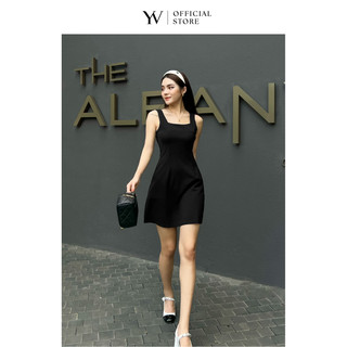 Đầm ngắn cổ vuông đen - yv le & co