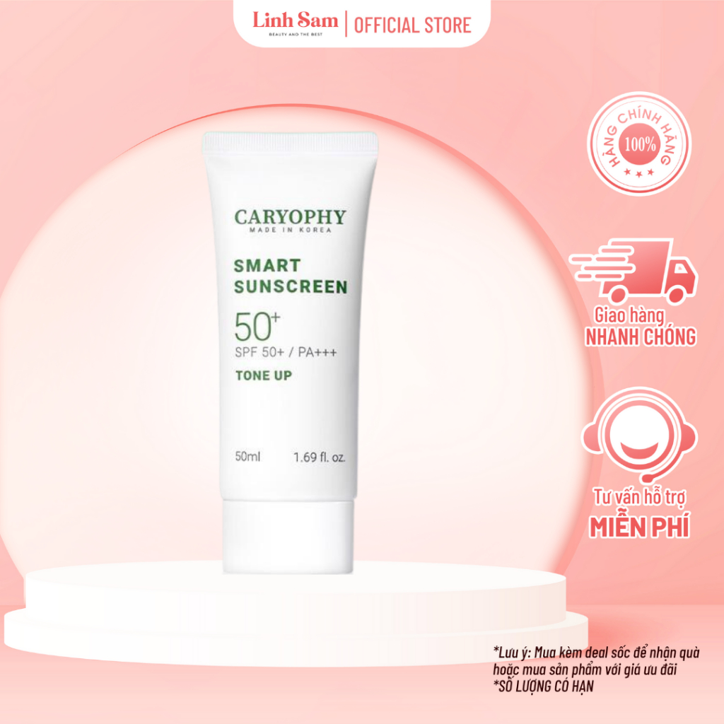 Kem Chống Nắng Nâng Tone Phục Hồi Da Tổn Thương Caryophy Smart Sunscreen Tone Up 50ml