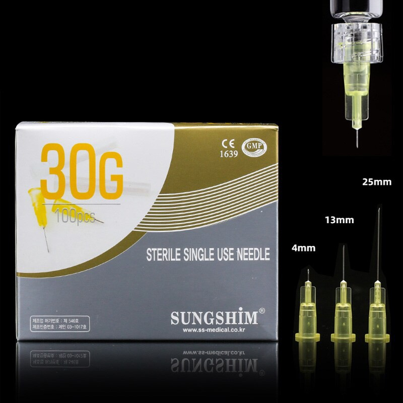 Đầu Lăn KIM Tiêm Meso 34g 4MM SHARP , SUNGSHIM Tiêm RPR Căng Bóng DNA CÁ hồi Nano Cannula Filler
