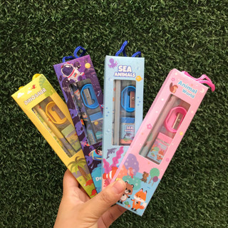 Bộ dụng cụ học tập 5 món, set dụng cụ học tập 5 món có quai xách,quà tặng học sinh,quà tặng cho các bé - BỘ DỤNG 5 MÓN
