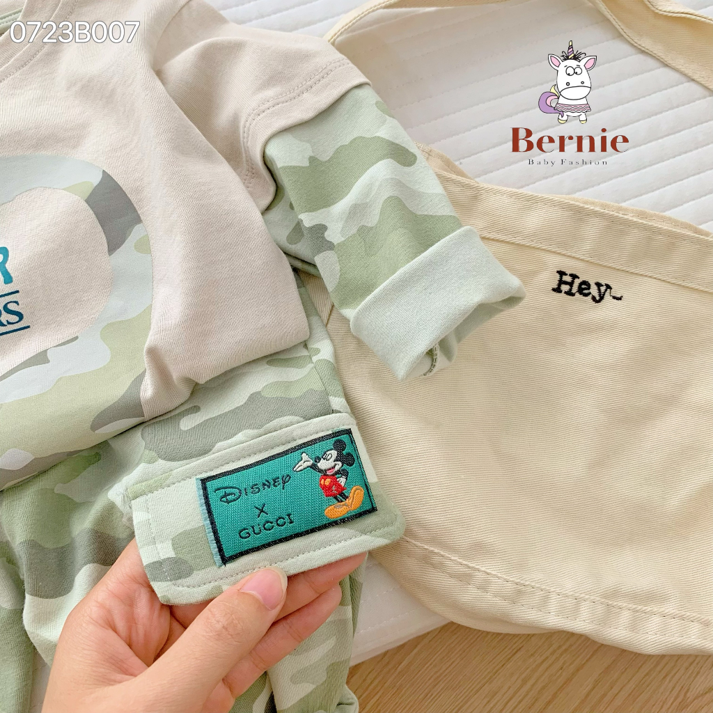 Bộ thu đông bé trai hoạ tiết rằn ri cá tính, set thu đông quần túi hộp bé trai Bernie