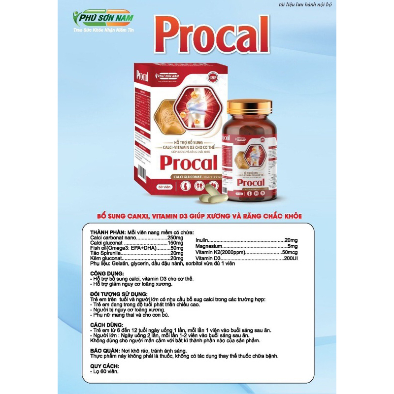 ✅ Procal canxi 60 viên giúp xương chắc khỏe