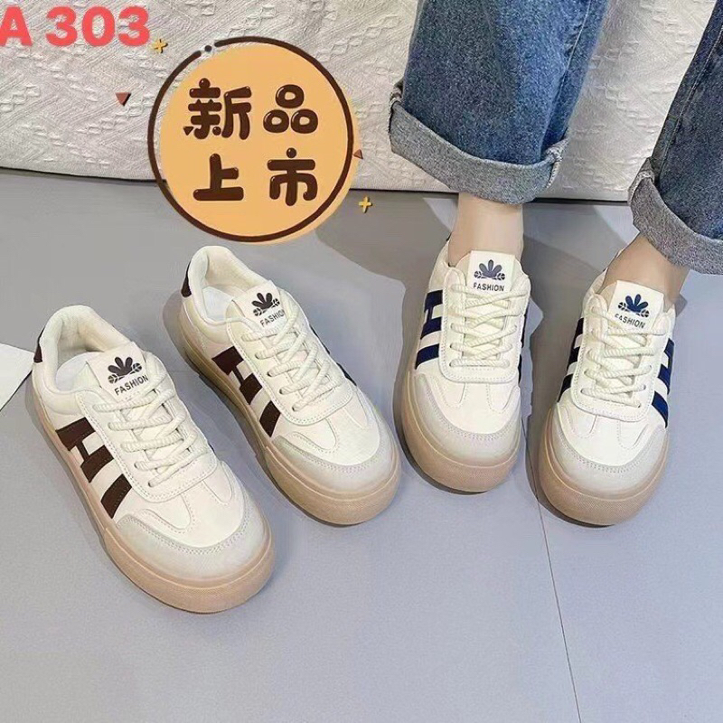 Giày thể thao đế nâu kiểu dáng thời trang sọc