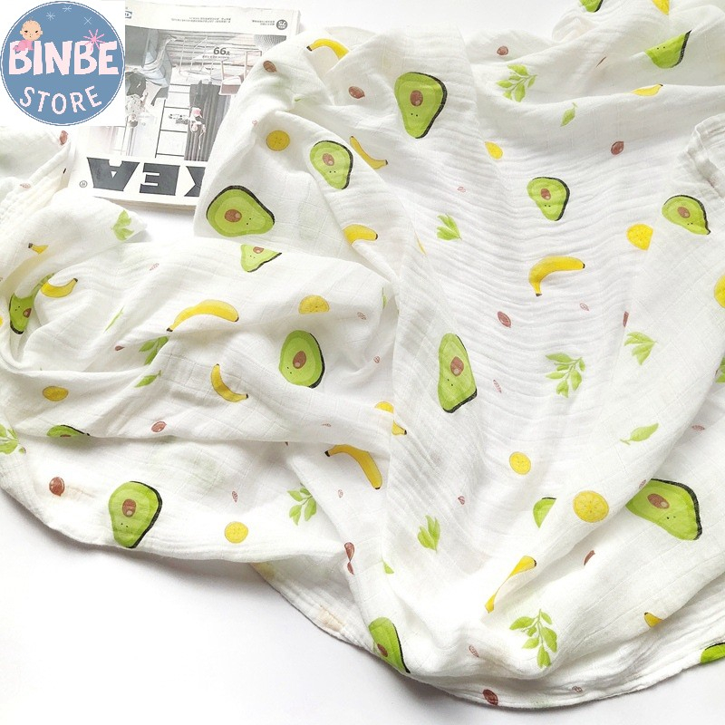 Chăn sợi tre cho bé, khăn quấn sơ sinh 2 lớp sợi tre size 110*120cm cho bé Binbestore