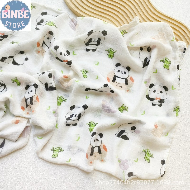 Chăn sợi tre cho bé, khăn quấn sơ sinh 2 lớp sợi tre size 110*120cm cho bé Binbestore