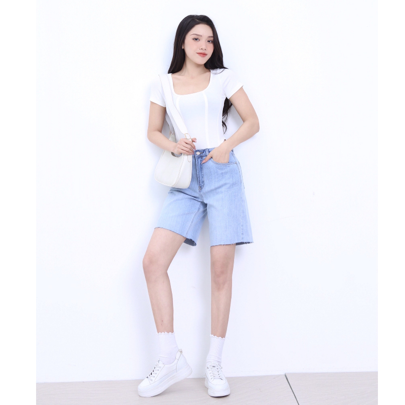 Quần Short Jean Nữ Trơn Tua Rua Nhiều Màu CT Jeans