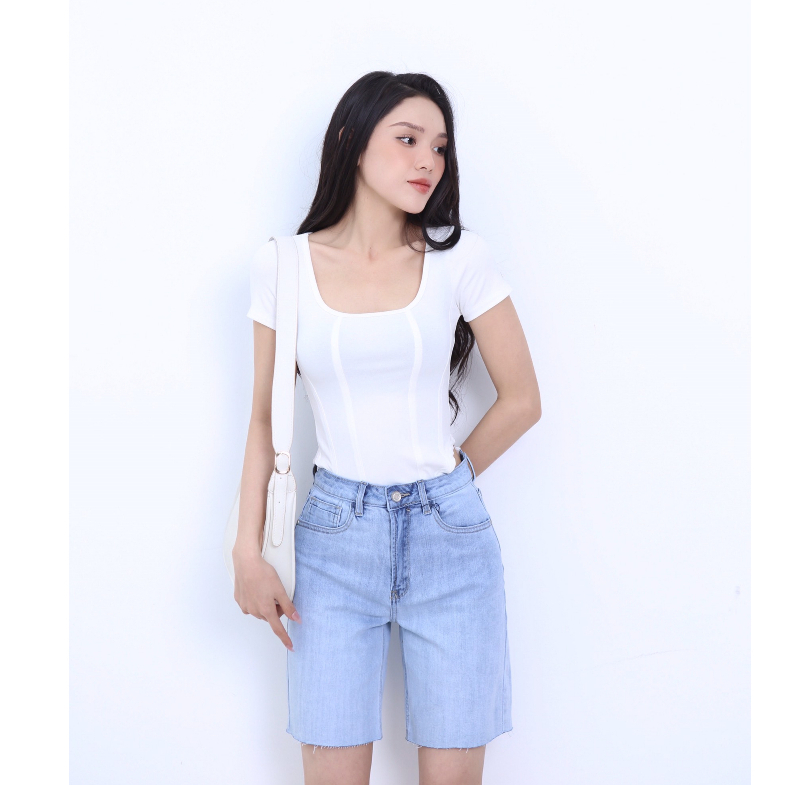 Quần Short Jean Nữ Trơn Tua Rua Nhiều Màu CT Jeans