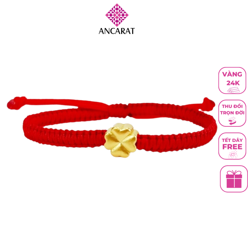 Vòng tay trang sức Cỏ Bốn Lá vàng 24k may mắn Ancarat