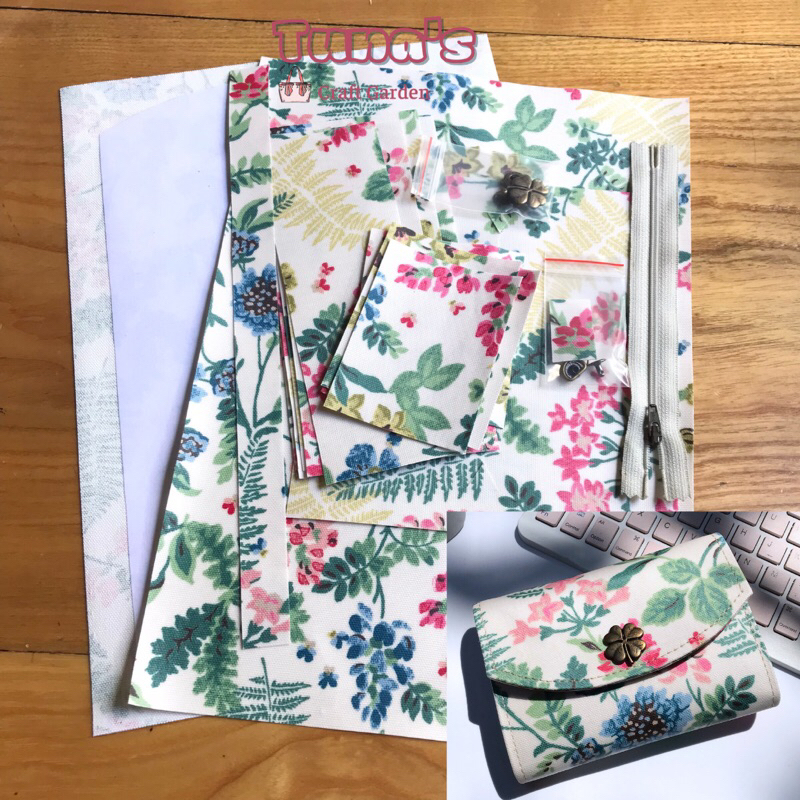 Bộ kit may ví nhiều ngăn dáng ngắn 13*10cm, có hướng dẫn chi tiết