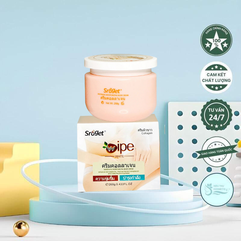 Kem Body Sroget Collagen Dưỡng Trắng Thái Lan 268gr Giúp Làn Da Trắng Sáng Mịn Màng Cấp Ẩm Da Căng Mịn