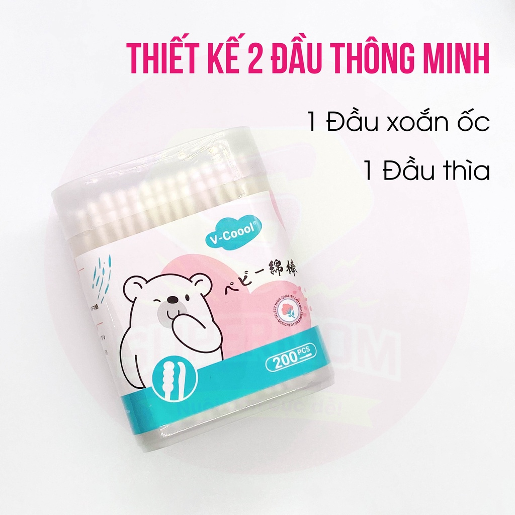 Tăm Bông Trẻ Em 💖𝑭𝑹𝑬𝑬𝑺𝑯𝑰𝑷 💖 Bông Ngoáy Tai Sơ Sinh Vcoool