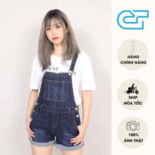 Quần yếm nữ jean dạng short phối túi trước ngực phong cách trẻ trung phóng khoáng CP58, CT JEANS