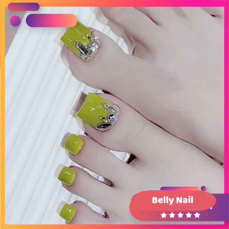 Bộ 24 móng chân giả đính đá Belly Nail nail box