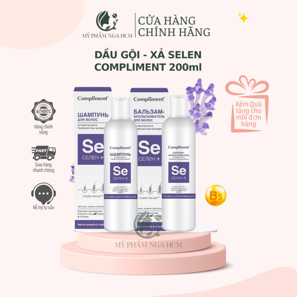 Dầu gội, dầu xả COMPLIMENT SELEN SE+ giúp mọc tóc, giảm rụng tóc 200ml