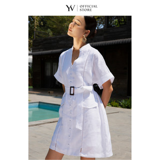 Đầm linen cổ tàu thắt belt - YV LE & CO
