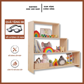 Kệ sách bậc thang,kệ đựng đồ chơi và sách phủ sơn bóng dành cho trẻ nhỏ