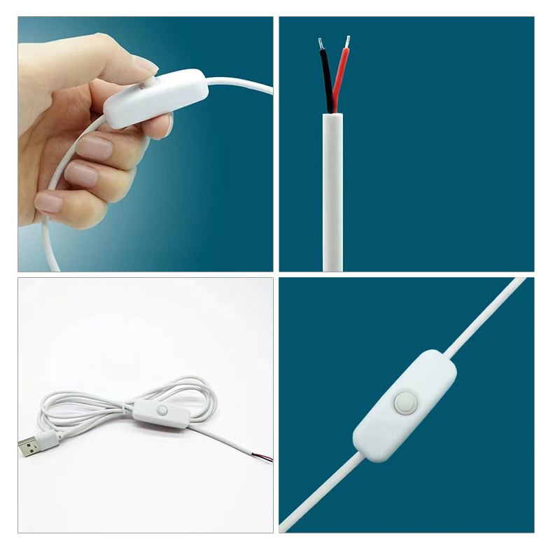 Dây nguồn USB có công tắc, 5v, 2 lõi, dài 1m dành cho đèn led