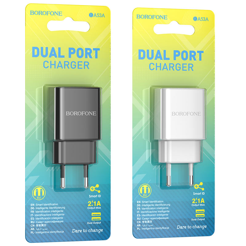 Củ sạc Borofone BA53A 2 cổng USB, Củ sạc sạc 2 thiết bị cùng lúc