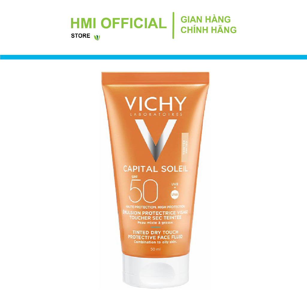 Kem chống nắng Vichy SPF 50 UVA+UVB Capital Soleil Mattifying Dry Touch Face Fluid 50ml