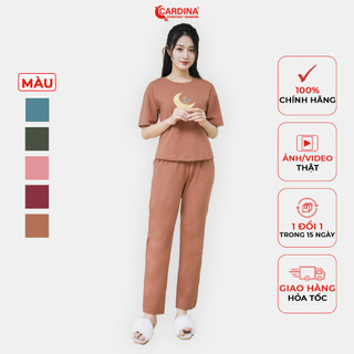 Đồ Bộ Nữ 𝐂𝐀𝐑𝐃𝐈𝐍𝐀 Chất Cotton Cao Cấp Quần Dài Áo Cổ Tròn Tay Lửng In Hình Trẻ Trung 3BTL01