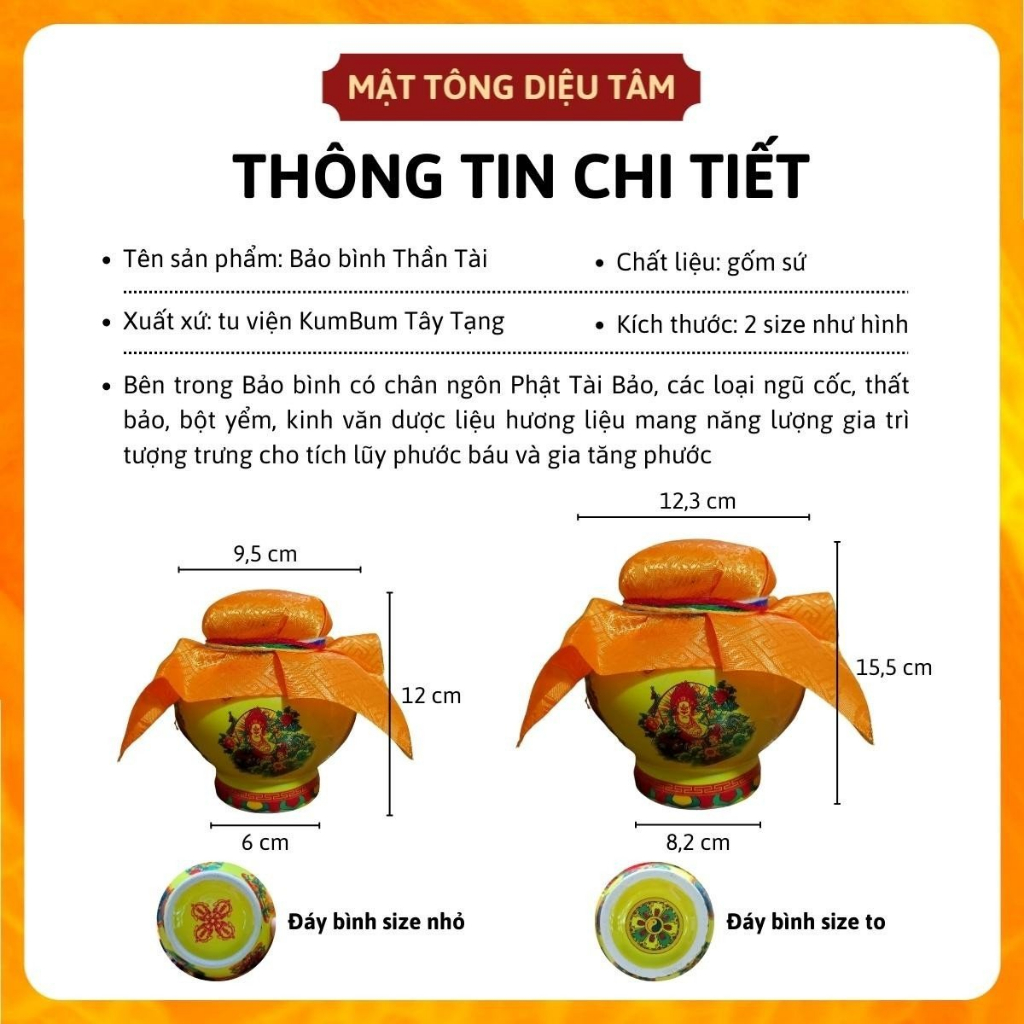 Bảo Bình Hoàng Thần Tài - Bình Tài Bảo Chiêu Tài Lộc đã gia trì đồ thờ cúng ban thần tài - shop Mật Tông Diệu Tâm