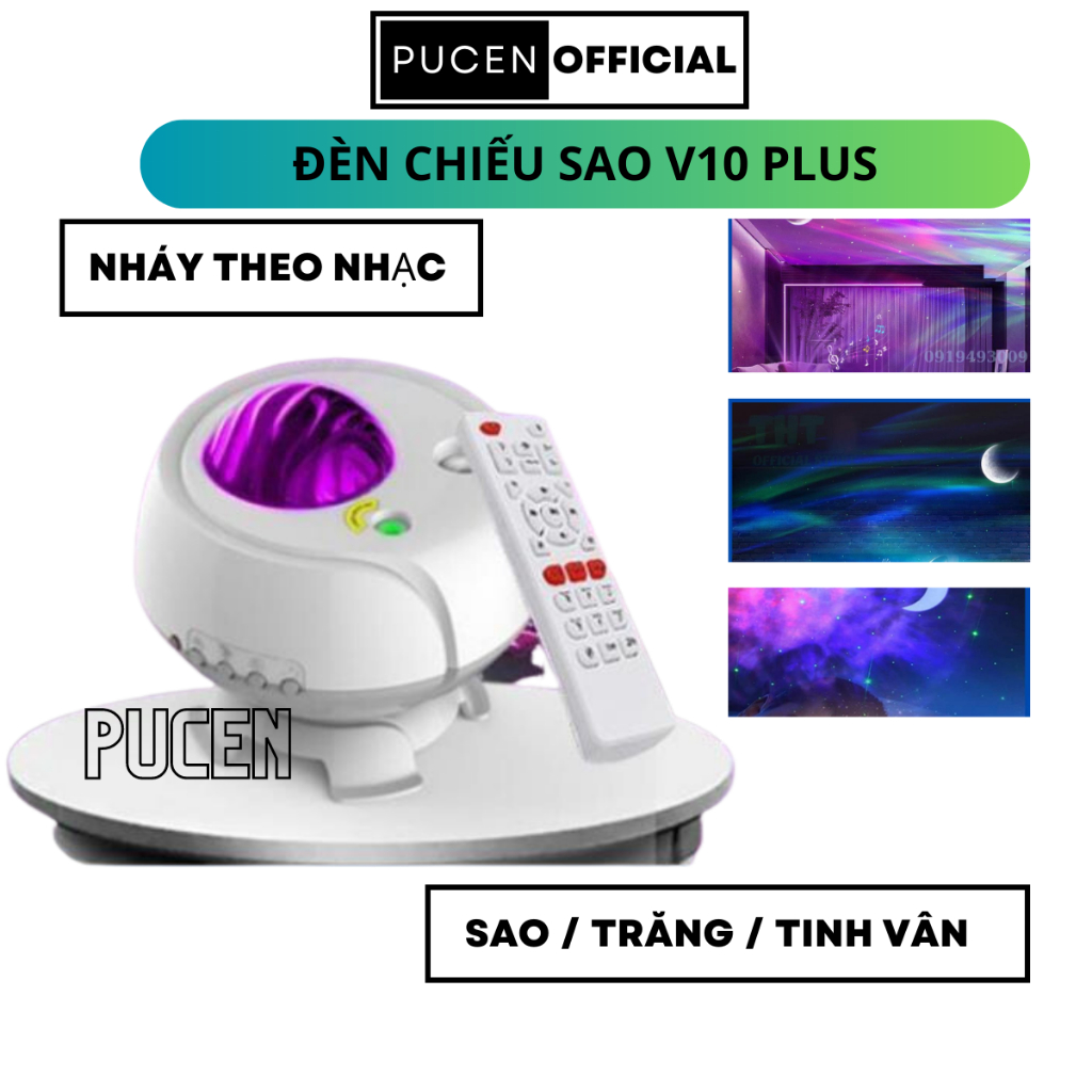 Đèn thiên hà v10Plus loa bluetooth - Đèn chiếu sao tạo không gian lãng mạn, sự kiện hội họp, phòng baz PUCEN