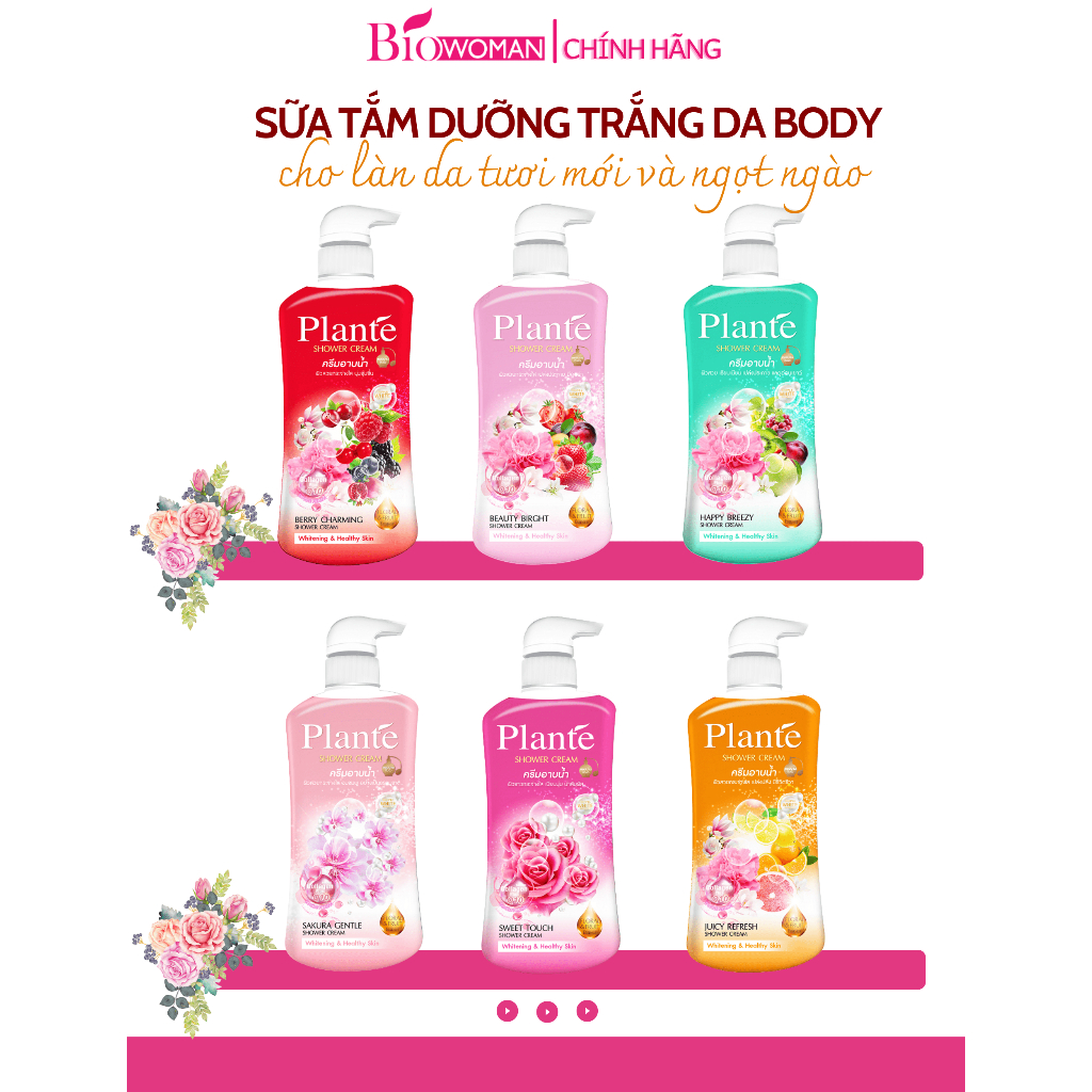 Sữa tắm dưỡng trắng da Plante Shower Cream hương nước hoa giúp dưỡng ẩm sáng da mịn màng 500ml