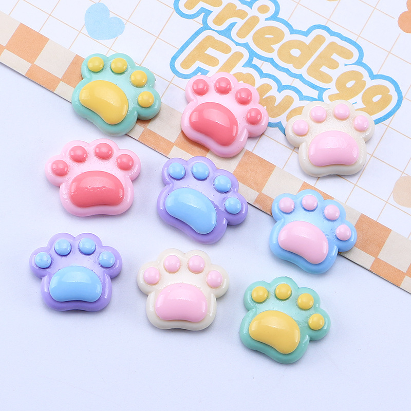 Sticker gắn dép, charm chân mèo nhựa bóng dễ thương