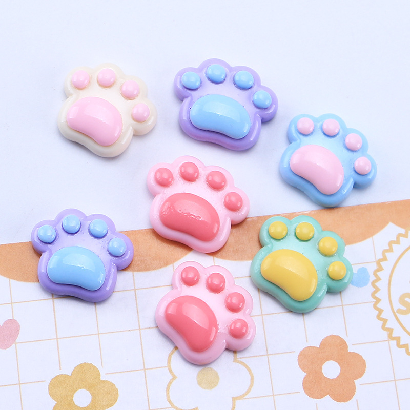 Sticker gắn dép, charm chân mèo nhựa bóng dễ thương