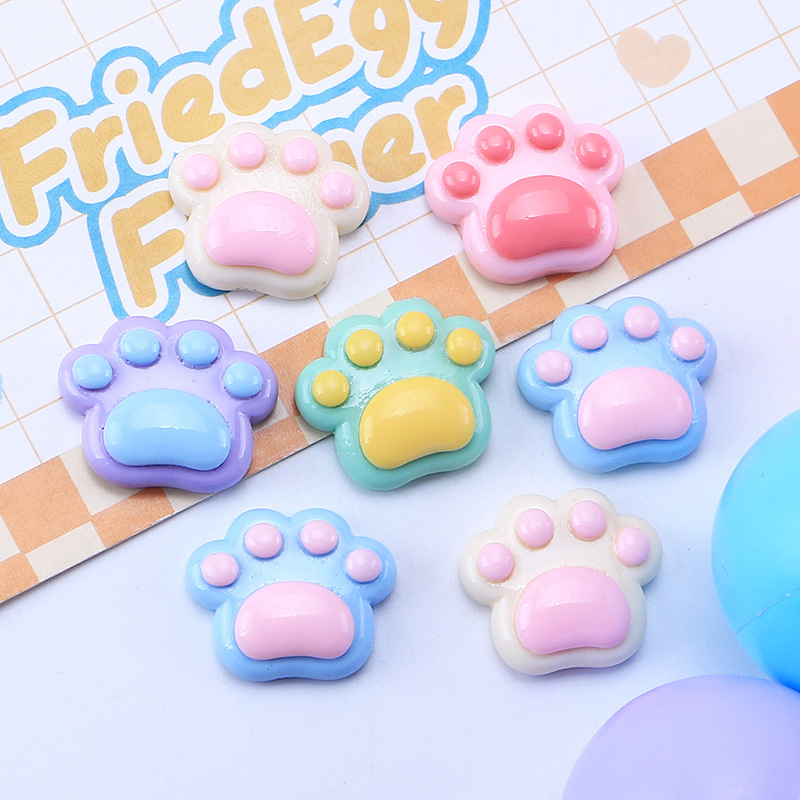 Sticker gắn dép, charm chân mèo nhựa bóng dễ thương