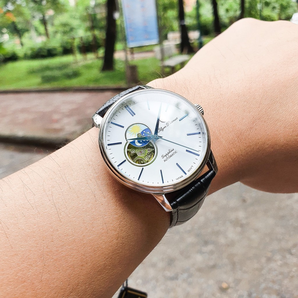 Đồng hồ nam dây da Olym Pianus OP990-389 OP990-389AMS-GL trắng