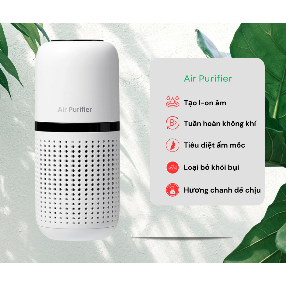 Máy Lọc Không Khí oto ION âm Air Purifier, Thiết bị khử mùi diệt khuẩn trên xe hơi, trong phòng, máy lọc không khí oto