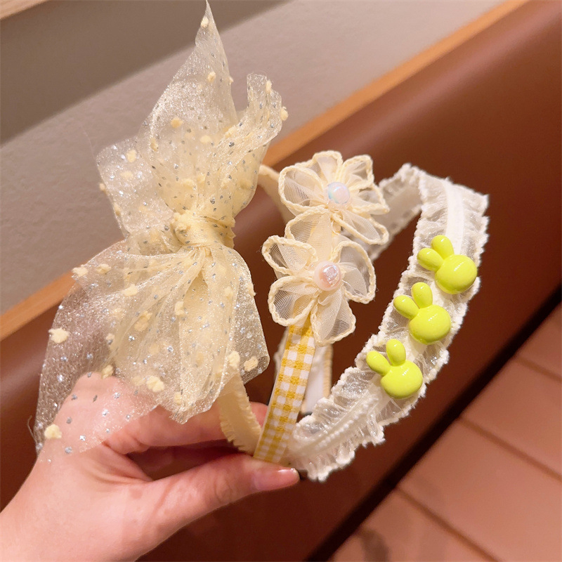 Set 3 Bờm Tóc, Băng Đô Gắn Hoa, Xược Tóc , Nơ Cài Tóc, Kẹp Dễ Thương Dành Cho Bé Gái