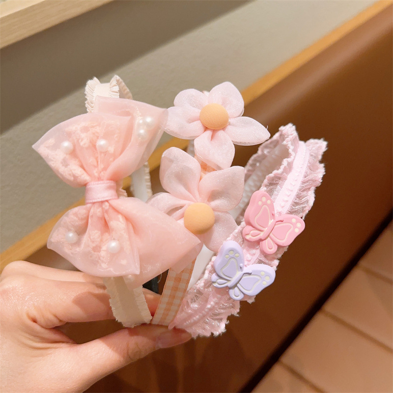 Set 3 Bờm Tóc, Băng Đô Gắn Hoa, Xược Tóc , Nơ Cài Tóc, Kẹp Dễ Thương Dành Cho Bé Gái