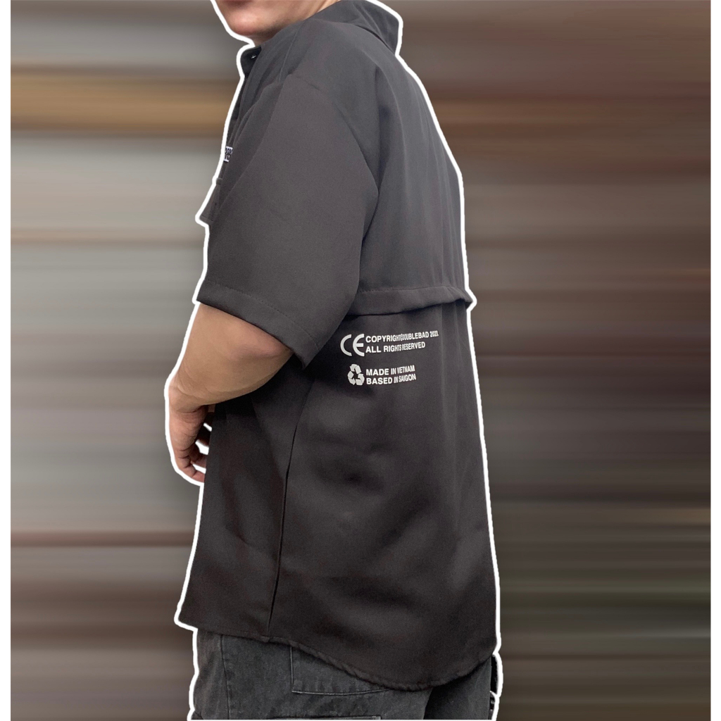 Áo sơ mi nam tay ngắn thêu chữ BADRABBIT chất vải kate dày dặn - UNISEX_2022